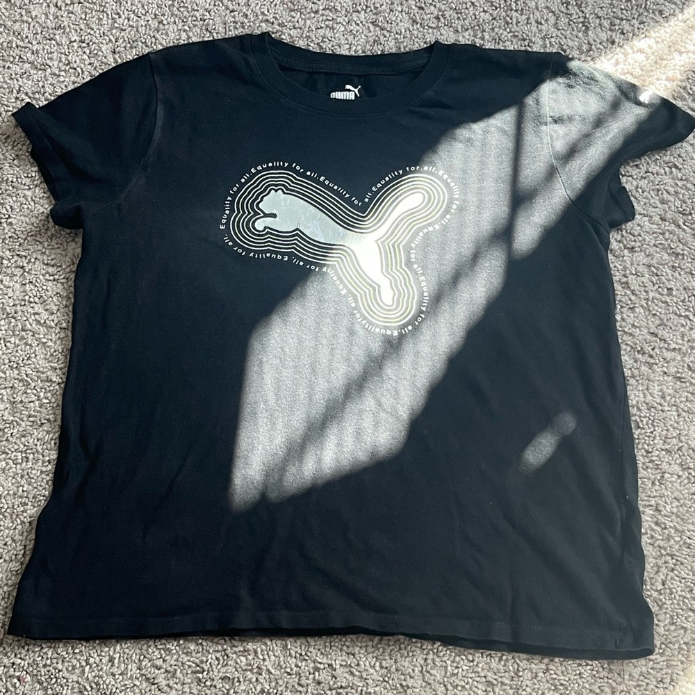 Puma Black Short Sleeve Tee Casual Cotton
